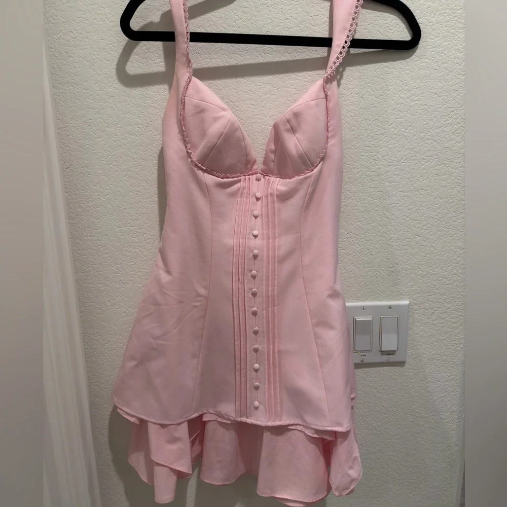Oh Polly Pink Corset-Style Chiffon Dress - Picture 2 of 3